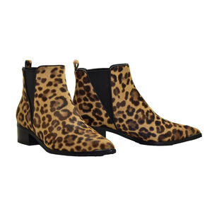 B0 NEW MARC FISHER Yalely Calf Hair Leopard Print Pointy Toe Ankle Boots Sz 8.5M